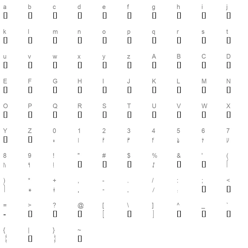 2 Narenj Regular Character Map