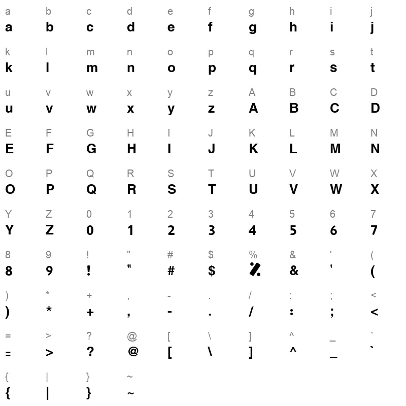 7 Abdoullah(bold) Character Map
