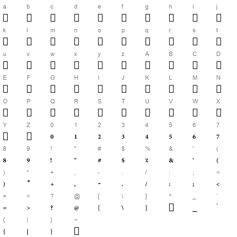 Adobe Arabic SHIN Typo Bold Character Map