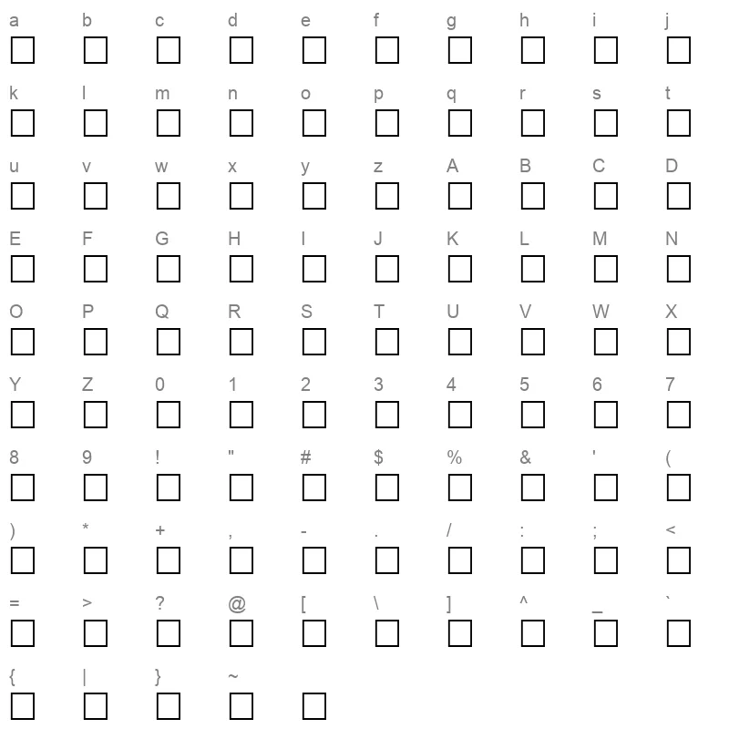 JARIDAH BOLD Character Map