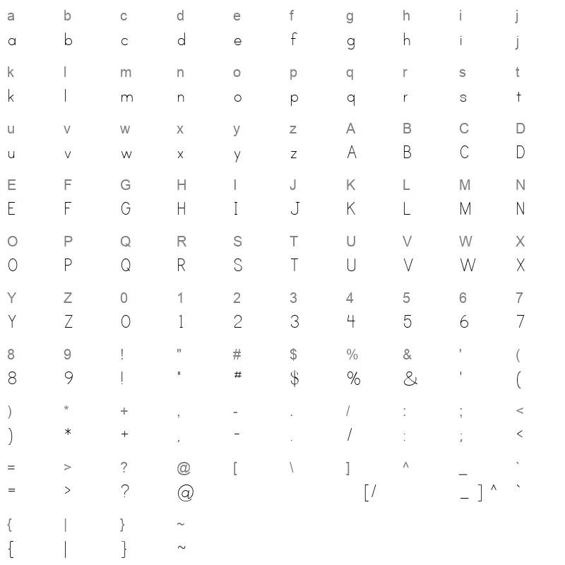 PRINC Character Map