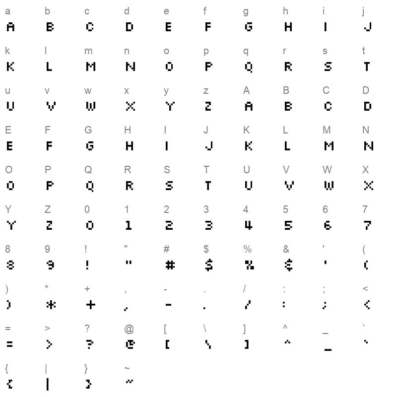 slkscr Character Map